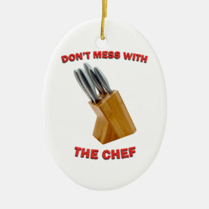 Niet met de Chef Oval kerstversiering Keramisch Ornament