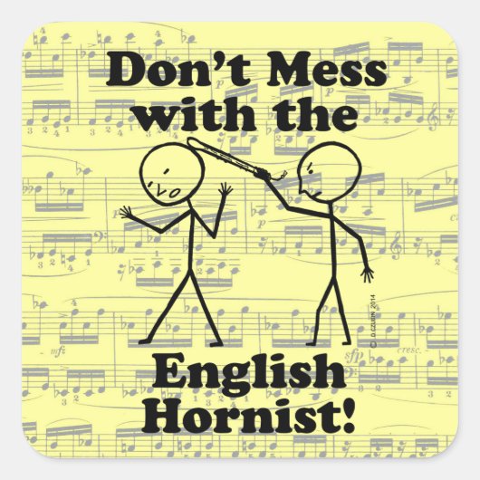 Niet met de Engelse hornistische Sticker. Vierkante Sticker (Voorkant)
