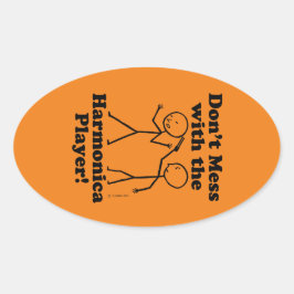 Niet met de Harmonica Player Oval Sticker
