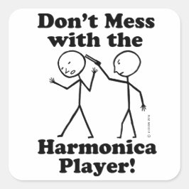 Niet met de Harmonica Player Vierkante Sticker