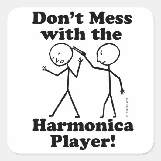 Niet met de Harmonica Player Vierkante Sticker (Voorkant)