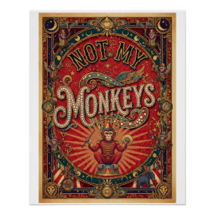 Niet mijn apen! Circusdirecteur, Rood en Goud Perfect Poster
