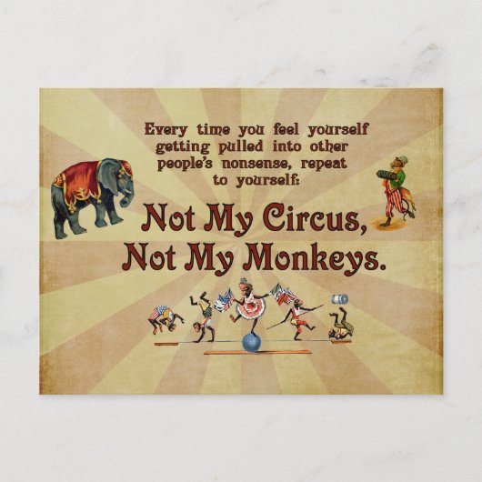 Niet mijn apen, niet mijn Circus Briefkaart (Voorkant)