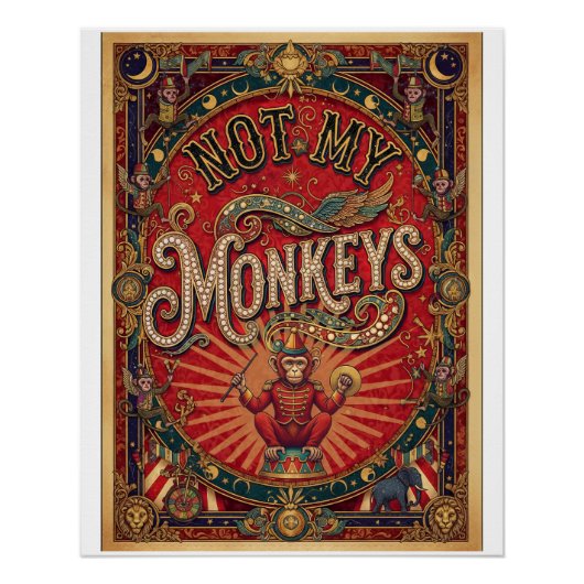 Niet mijn apen! Ringmeester, Rood en Goud Perfect Poster (Voorkant)