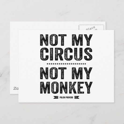 Niet mijn Circus niet mijn aap Briefkaart (Voorkant / Achterkant)