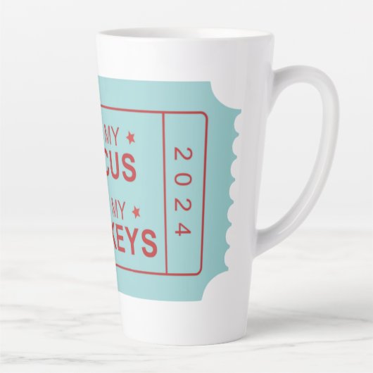 Niet mijn circus, niet mijn aapjes hebben een hoge latte mok (Rechts)