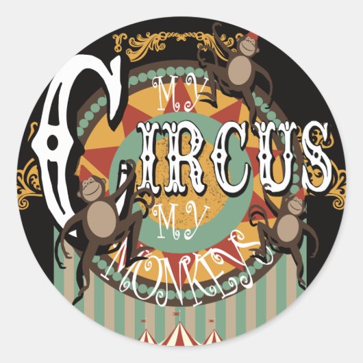 Niet mijn Circus, niet mijn apen Ronde Sticker (Voorkant)