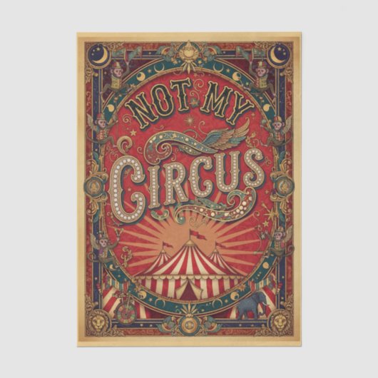 Niet Mijn Circus! Ringmaster Rood en Goud Tissuepapier (Voorkant)