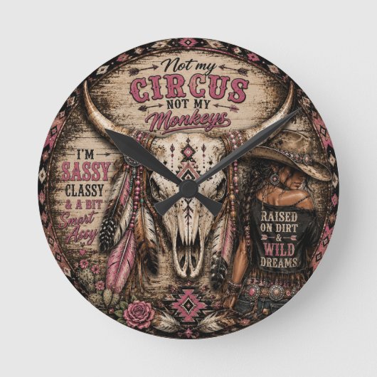 Niet Mijn Circus Westerse Wandklok (Voorkant)