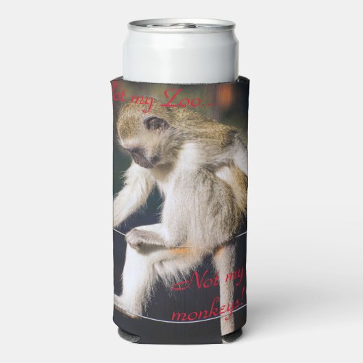 Niet mijn dierentuin, niet mijn apen seltzer blikjeskoeler (Seltzer Achterkant)