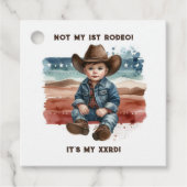 Niet mijn eerste Rodeo Baby Cowboy verjaardag Bedankjes Labels (Voorkant)