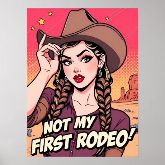 Niet mijn eerste Rodeo Cowgirl Poster-Retro Art Pr Poster (Voorkant)