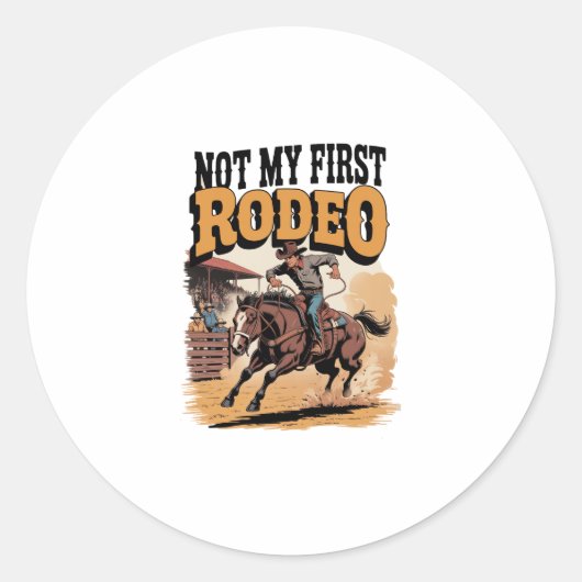 Niet mijn eerste Rodeo Horse Land Western Ronde Sticker (Voorkant)