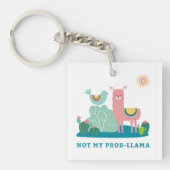 Niet mijn Prob-llama Pun Square Sleutelhanger (Voorkant)
