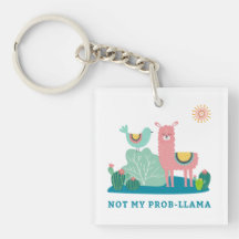 Niet mijn Prob-llama Pun Square Sleutelhanger