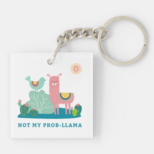 Niet mijn Prob-llama Pun Square Sleutelhanger (Achterkant)