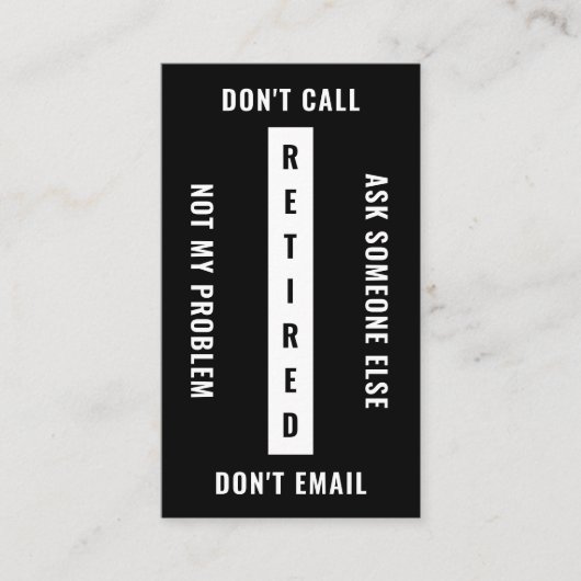 Niet mijn probleem in ruste, grappige pensionering visitekaartje (Voorkant)