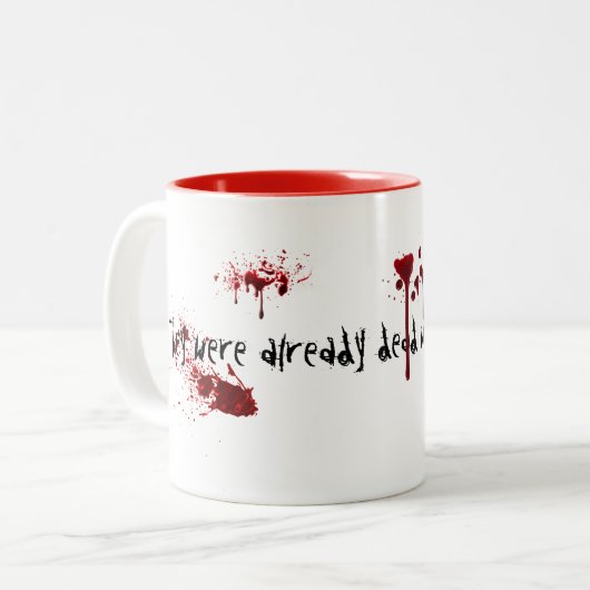 Niet mijn schuld tweekleurige koffiemok (Voorkant links)