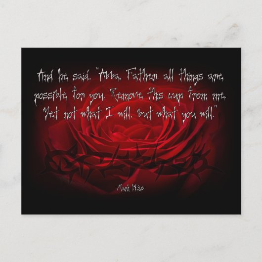 Niet mijn wil, maar de uwe geschiede in Markus 14: Feestdagenkaart (Voorkant)