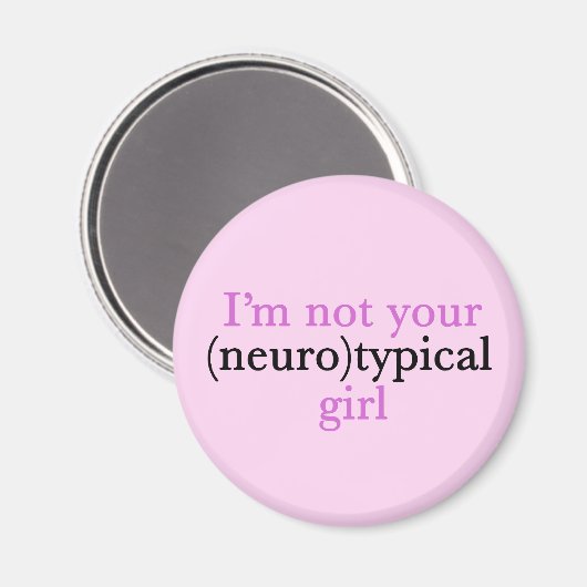 Niet neurotypisch meisje dat autisme in de roze lu magneet (Voorkant / Achterkant)