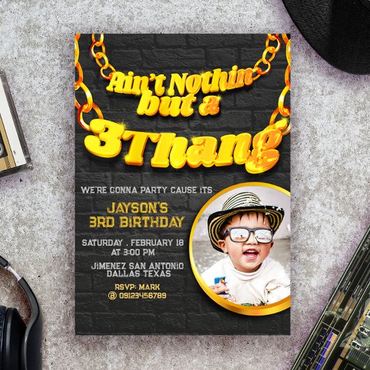 Niet niets, maar een 3-Thang - Hip Hop met foto Kaart