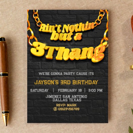 Niet niets, maar een 3 Thang - Hip Hop-uitnodiging Kaart