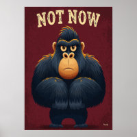 Niet Nu Gorilla – Grappige Cartoon Karakter Kunst