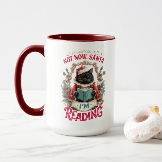 Niet Nu Kerstman, Ik Lees Mok (Met donut)