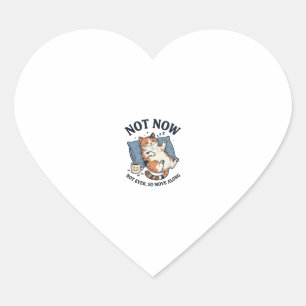 Niet Nu Luie Kat Vintage Gravure Grappige Kat Ontw Hart Sticker
