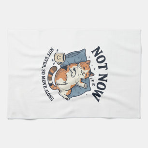Niet Nu Luie Kat Vintage Gravure Grappige Kat Ontw Theedoek