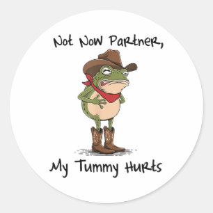 Niet nu partner Mijn buik doet Cowboy Frog Ibs Sto Ronde Sticker