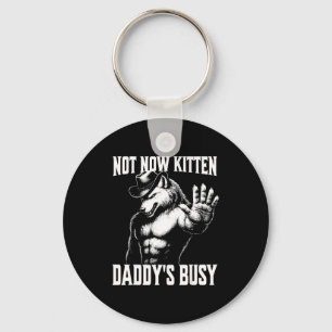 Niet nu poes, papa is bezig sleutelhanger