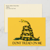 Niet op me lezen, Gadsden Flag Patriotic History Briefkaart (Voorkant / Achterkant)