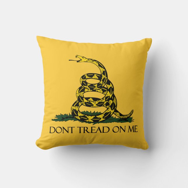 Niet op me lezen, Gadsden Flag Patriotic History Kussen (Voorkant)