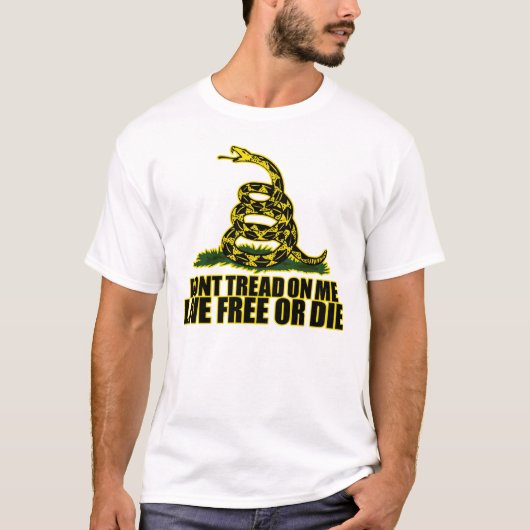 Niet op me tikken - Leef gratis of sterf T-shirt (Voorkant)