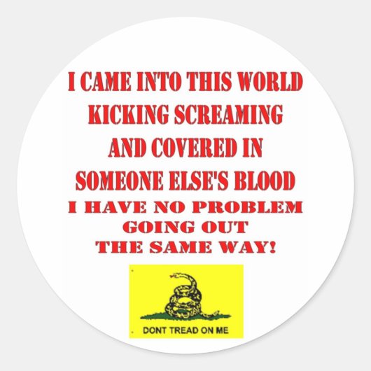 NIET OP MIJ BEHANDELEN RONDE STICKER (Voorkant)