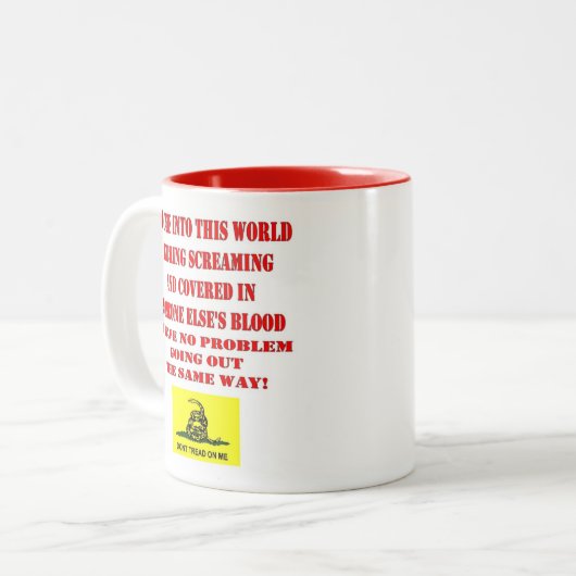 NIET OP MIJ BEHANDELEN TWEEKLEURIGE KOFFIEMOK (Voorkant links)