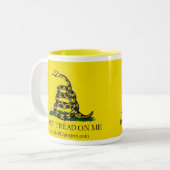 Niet op mij tikken tweekleurige koffiemok (Voorkant links)