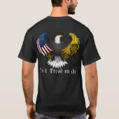 "Niet op mij tikken" (zwarte adelaar) T-shirt (Achterkant)