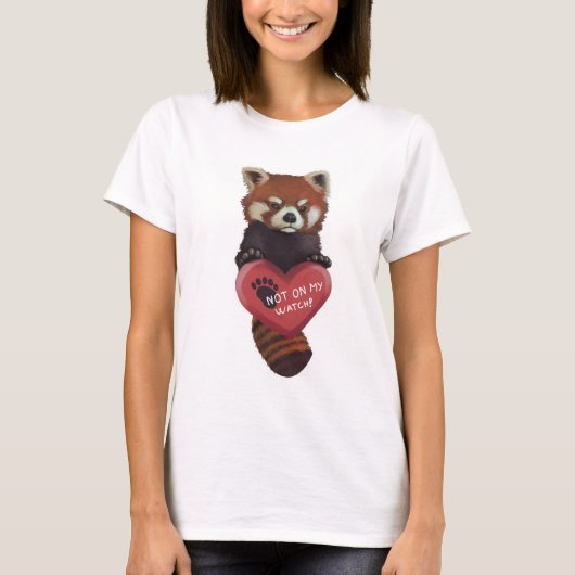 Niet op mijn horloge - Red Panda met hart T-shirt (Voorkant)