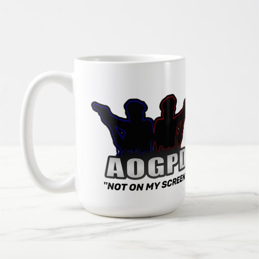 "NIET OP MIJN SCHERM MOK" KOFFIEMOK (Links)