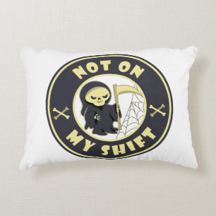 Niet op mijn shift Grim Reaper Halloween quote Accent Kussen