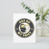 Niet op mijn shift Grim Reaper Halloween quote Briefkaart (Staand voorkant)