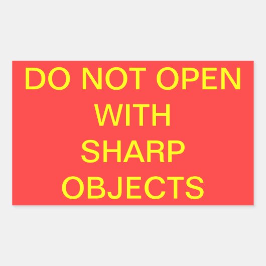 Niet openen met scherpe objecten rechthoekige sticker (Voorkant)