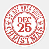 Niet openen tot 25 dec Kerstmis Ronde Sticker (Voorkant)