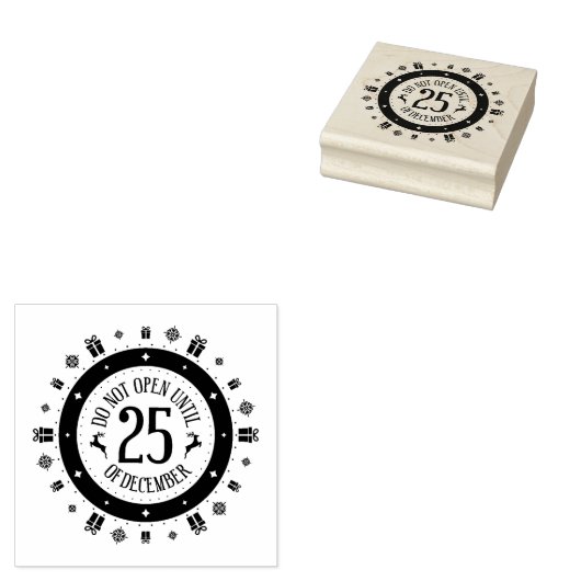 Niet openen tot 25 dec. Rubber stempel (Gestempeld)