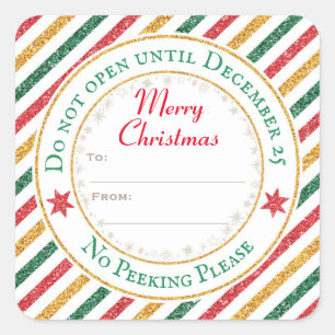 Niet openen tot 25 december Cadeau cadeau Vierkante Sticker