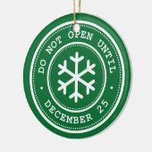 Niet openen tot 25 december groen keramisch ornament (Links)