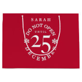 Niet openen tot 25 december kerstfeestdag large cadeautasje (Voorkant)