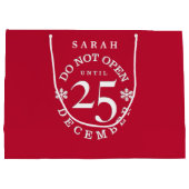 Niet openen tot 25 december kerstfeestdag large cadeautasje (Achterkant)